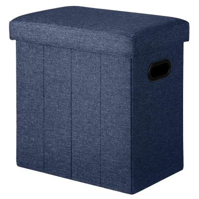 COSYLAND Collapsible Fabric Ottoman with Storage - Folding Footrest Stool - Gray 16.5x16.5x10.6in