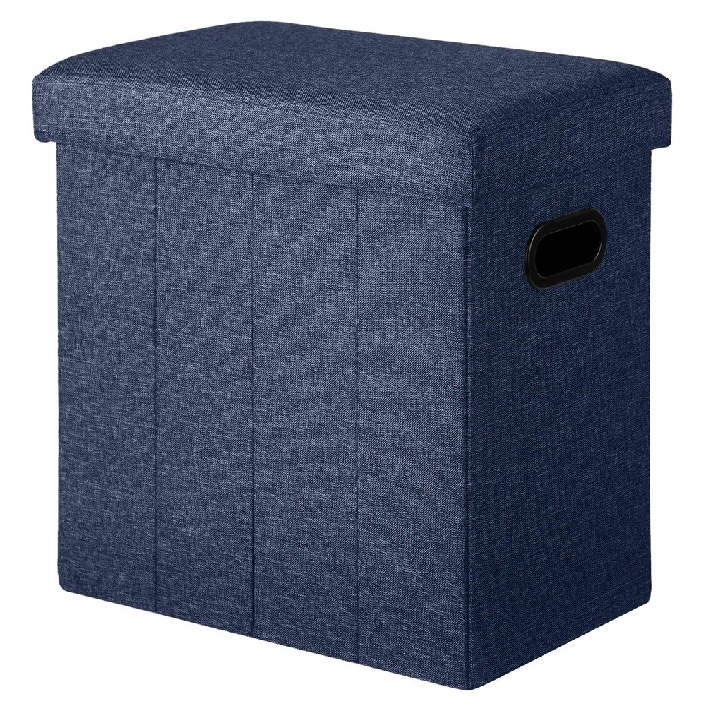 COSYLAND Collapsible Fabric Ottoman with Storage - Folding Footrest Stool - Gray 16.5x16.5x10.6in