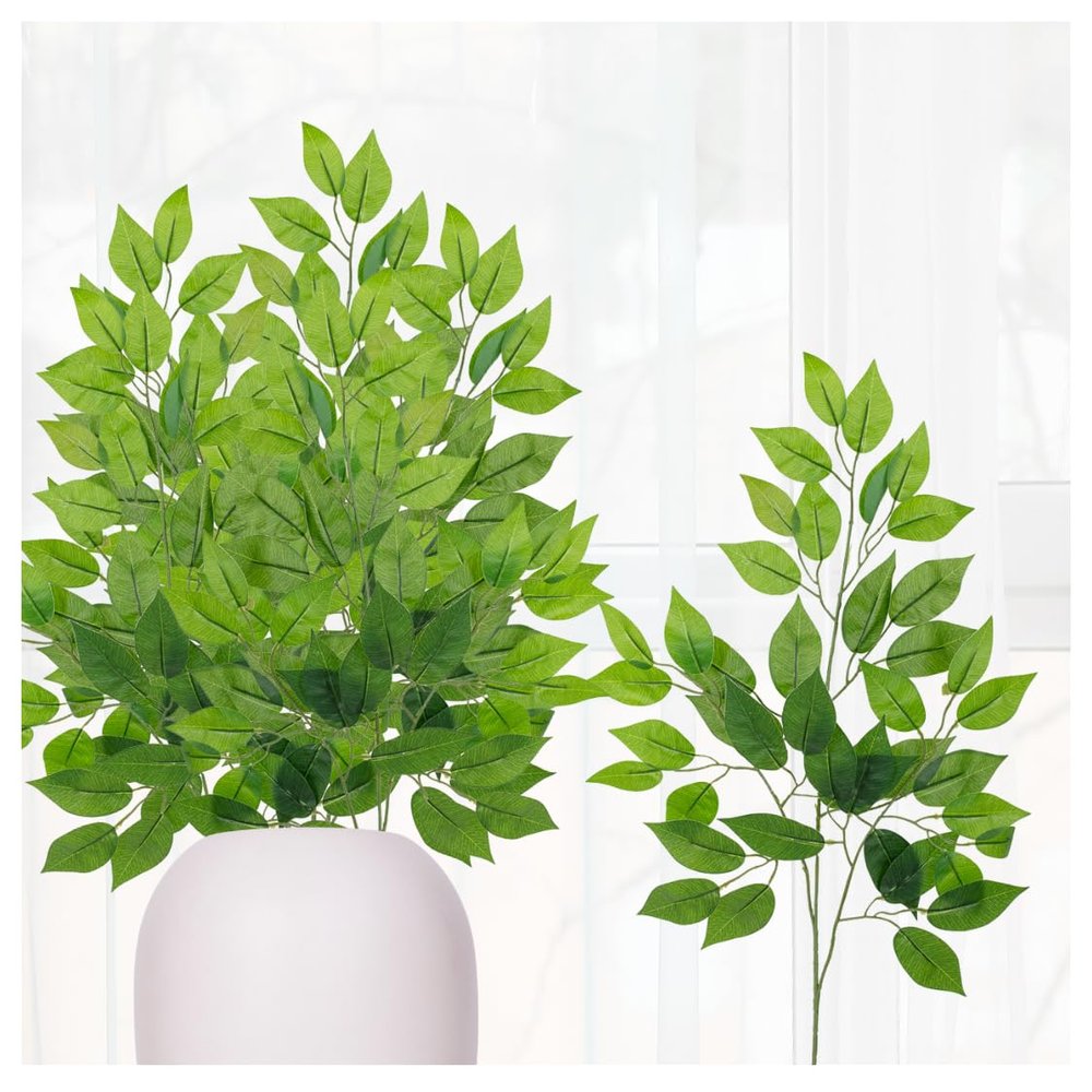 Factory Direct Craft Weather Resistant Artificial Ficus Greenery Stems Set of 6 - Fake Greenery Houseplants for Indoor and Outdoor Arrangements and Displays (25 Inches High)