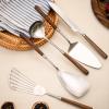 HIDEERPPY Silverware Set, 5/20/30/40 Pieces 304 Stainless Steel Walnut Spatula Cooking Spatula Kitchen Utensils Cooking Spoon Home Kitchen Spoon Set, Flatware Set (Color : Silver, Size : 1Set-5Pcs view 4