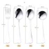 WHIERGGIN Silverware Set, 4/16/24/32/40/48 Pieces Hotel Light-handled Spoons, Small Round Spoons, Student Cafeteria Spoons, Household Stainless Steel Spoons (Color : Silver, Size : 12Set-48Pcs) view 2