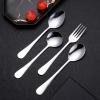 WHIERGGIN Silverware Set, 4/16/24/32/40/48 Pieces Hotel Light-handled Spoons, Small Round Spoons, Student Cafeteria Spoons, Household Stainless Steel Spoons (Color : Silver, Size : 12Set-48Pcs) view 3