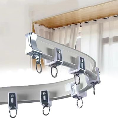 NILZA Flexible Ceiling Track, Aluminum Ceiling Curtain Track Wall Ceiling Mount 10ft 11ft 13ft 15ft, Living Room Curtain Track System, White Curtain Rail with Accessory (Color : Side-Mounted, Size :