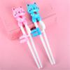 2Pairs Kid Chopsticks, Learning Helper Practice Chopsticks for Kids, Training Chopsticks Gift with Animals for Beginners Toddler (cat pink +blue) view 3