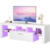Clikuutory Modern Lighting 51 inch TV Stand with Large Storage Drawer for 32 40 50 55 Inch TVs, TV Console with 20 Color LED Lights, Entertainment Center Media and Open Shelf for Bedroom, White view 1