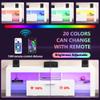 Clikuutory Modern Lighting 51 inch TV Stand with Large Storage Drawer for 32 40 50 55 Inch TVs, TV Console with 20 Color LED Lights, Entertainment Center Media and Open Shelf for Bedroom, White view 3