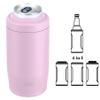 4-in-1 Skinny Can Cooler Double Wall Stainless Steel Insulated Can Holder,Can Coozie, Works With 12 Oz Slim Can,Standard Cans,Beer Bottles & As Pint Cups (Pink) view 1