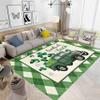 Houient St. Patrick's Day Area Rug, 5x8ft, Cartoon Green Lucky Shamrock Truck Geometric Design Carpets, Green White Checkerboard Foldable and Anti-Fatigue Rugs for Girls Boys Nursery Bedroom Kitchen view 2