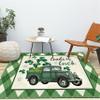 Houient St. Patrick's Day Area Rug, 5x8ft, Cartoon Green Lucky Shamrock Truck Geometric Design Carpets, Green White Checkerboard Foldable and Anti-Fatigue Rugs for Girls Boys Nursery Bedroom Kitchen view 3