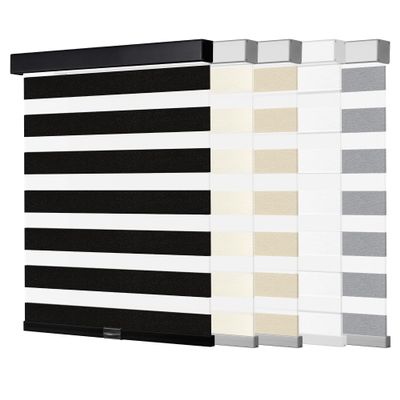 HOTSOON Cordless Zebra Blinds for Windows with Jacquard Fabric Custom Size Light Filtering Roller Shades Privacy Protection,Light Control,for Home,Office and Door, Black, 25-26" W x 49-60" H