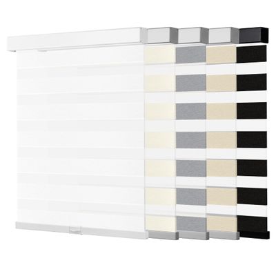 HOTSOON Cordless Zebra Blinds for Windows with Jacquard Fabric Custom Size Light Filtering Roller Shades Privacy Protection,Light Control,for Home,Office and Door, White, 44-45" W x 22-36" H