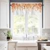 Anzona Curtain Valance 42" x 12", Orange Eucalyptus Leaves Window Valances Rod Pocket Curtains Drapes, Spring Floral Summer Botanical Short Topper Curtain for Kitchen Cafe Living Room, 1 Panel view 2