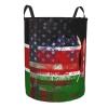 Retro American Kenya Flag Portable Laundry Basket Waterproof Storage Basket view 2