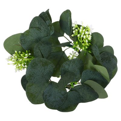 MAGICLULU Greenery Candle Wreath Ring Floral Decor Artificial Greenery Branches Simulated Garland Home Decor
