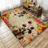 LHOMKCV Floral Area Rug, 3x5ft, Rose Sunflower Flowers on Old Newspaper Background Printed Rug, Rustic Farmhouse Non Slip Washable Floor Mat for Kitchen Living Room Bedroom Decoration view 1
