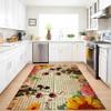 LHOMKCV Floral Area Rug, 3x5ft, Rose Sunflower Flowers on Old Newspaper Background Printed Rug, Rustic Farmhouse Non Slip Washable Floor Mat for Kitchen Living Room Bedroom Decoration view 2