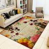 LHOMKCV Floral Area Rug, 3x5ft, Rose Sunflower Flowers on Old Newspaper Background Printed Rug, Rustic Farmhouse Non Slip Washable Floor Mat for Kitchen Living Room Bedroom Decoration view 3