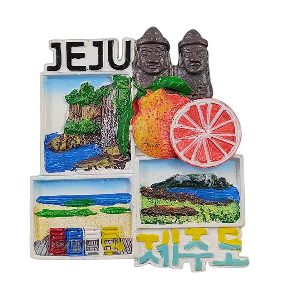 3D Jeju Island South Korea Fridge Magnet Travel Souvenir Refrigerator Decoration Magnetic Sticker Hand Painted Craft
