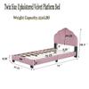 Gustonhon Twin Upholstered Velvet Platform Bed Frame with Shell-Shaped Headboard,Wood Low Bed Frames for Kids Girls Boys,No Box Spring Needed, Easy Assembly (Pink) view 2