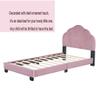 Gustonhon Twin Upholstered Velvet Platform Bed Frame with Shell-Shaped Headboard,Wood Low Bed Frames for Kids Girls Boys,No Box Spring Needed, Easy Assembly (Pink) view 3