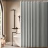 Jubilantex Folding Linen Shower Curtain for Bathroom Grey Waterproof Shower Curtain 1 Panel with 14 Metal Grommets and 1 Tie Back for Hotel,70"x70" view 1