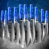 MAYiT Kitchen Knife Sets, 10pcs Chef Japanese Set Kitchen Knife 7CR17 High Carbon Stainless Steel Damascus Drawing Meat Cleaver Slicer Santoku Tools, MAYiT2855 view 1