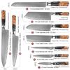 MAYiT Kitchen Knife Sets, 9 PCS Damascus Steel Kitchen Knives Set Chef Chopping Vegetable Slicing Deboning Bread Knife Black Resin Handle, MAYiT2855 view 2