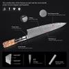 MAYiT Kitchen Knife Sets, 9 PCS Damascus Steel Kitchen Knives Set Chef Chopping Vegetable Slicing Deboning Bread Knife Black Resin Handle, MAYiT2855 view 3