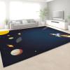 4 x 6 ft Washable Area Rugs for Living Room, Soft Cartoon Space Rocket Print Large Bedroom Rug, Blue Low Pile Non-Slip Throw Carpet for Bedroom Dining Room Home view 1