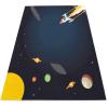 4 x 6 ft Washable Area Rugs for Living Room, Soft Cartoon Space Rocket Print Large Bedroom Rug, Blue Low Pile Non-Slip Throw Carpet for Bedroom Dining Room Home view 3
