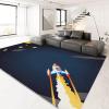 4 x 6 ft Washable Area Rugs for Living Room, Soft Cartoon Space Rocket Print Large Bedroom Rug, Blue Low Pile Non-Slip Throw Carpet for Bedroom Dining Room Home view 4