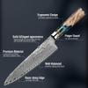 Kitchen Knife Sets, 9 PCS Kitchen Knives Set Damascus Steel VG10 Chef Knife Cleaver Paring Bread Knife Blue Resin and Color Wood Handle view 3
