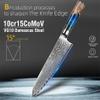 Kitchen Knife Sets, 9 PCS Kitchen Knives Set Damascus Steel VG10 Chef Knife Cleaver Paring Bread Knife Blue Resin and Color Wood Handle view 4