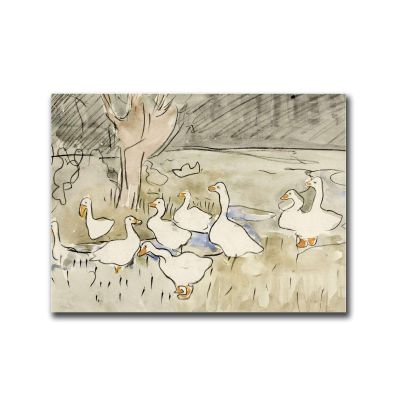 Canvas Painting Poster and Print Pictures Vintage Duck Antique geese Watercolor painting Nursery Wall Decor Animal Art Prints Kids Room Wall Art Bedroom and Kitchen Office Wall Decoration 8x12inch