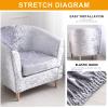 2 Pieces Tub Club Chair Covers, Velvet Stretch Club Chair Slipcover, High Stretch Armchair Sofa Slipcover Furniture Protector for Living Room (Silver) view 4