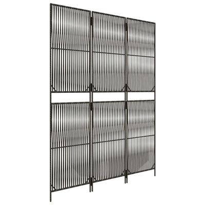 vidaXL Room Divider 3 Panels, Folding Privacy Screen, Room Partition for Office Bedroom Garden Patio Balcony, Room Divider Screen, Gray Poly Rattan