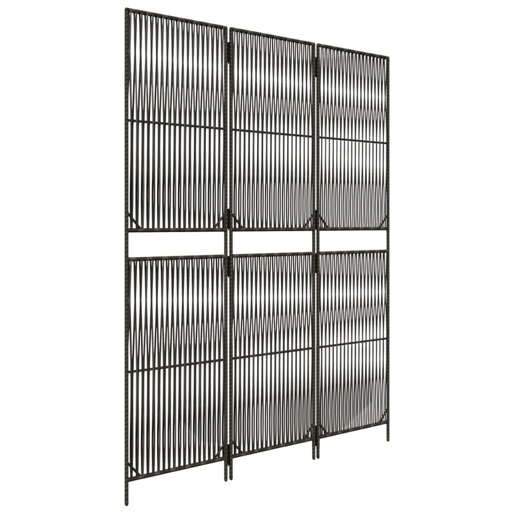 vidaXL Room Divider 3 Panels, Folding Privacy Screen, Room Partition for Office Bedroom Garden Patio Balcony, Room Divider Screen, Gray Poly Rattan
