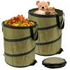 DNAMYJME 2Pcs Collapsible Trash Can with 2 Handles 38L/10Gallon Non-Woven Fabric Pop-Up Camping Trash Bag Foldable Garden Leaf Sacks Reusable Portable Waste Garbage Rubbish Bin for Leaf Toy Clothes view 1