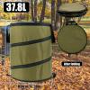 DNAMYJME 2Pcs Collapsible Trash Can with 2 Handles 38L/10Gallon Non-Woven Fabric Pop-Up Camping Trash Bag Foldable Garden Leaf Sacks Reusable Portable Waste Garbage Rubbish Bin for Leaf Toy Clothes view 4
