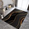 Abstract Black and Gold Line Area Rugs, Gold Line Stripe Texture Art Soft Washable Carpet, Upholstery Rug with Non-Slip Backing for Kids Boys Girls Bedroom Living Room Dining Room Study 3ftx5ft view 3