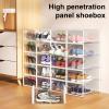 Yirepny 3 Pcs Transparent Shoe Storage Box Stackable Ventilation Hole Large Capacity with Side Door Home High Heels Sneakers Organizer Clear Black view 2