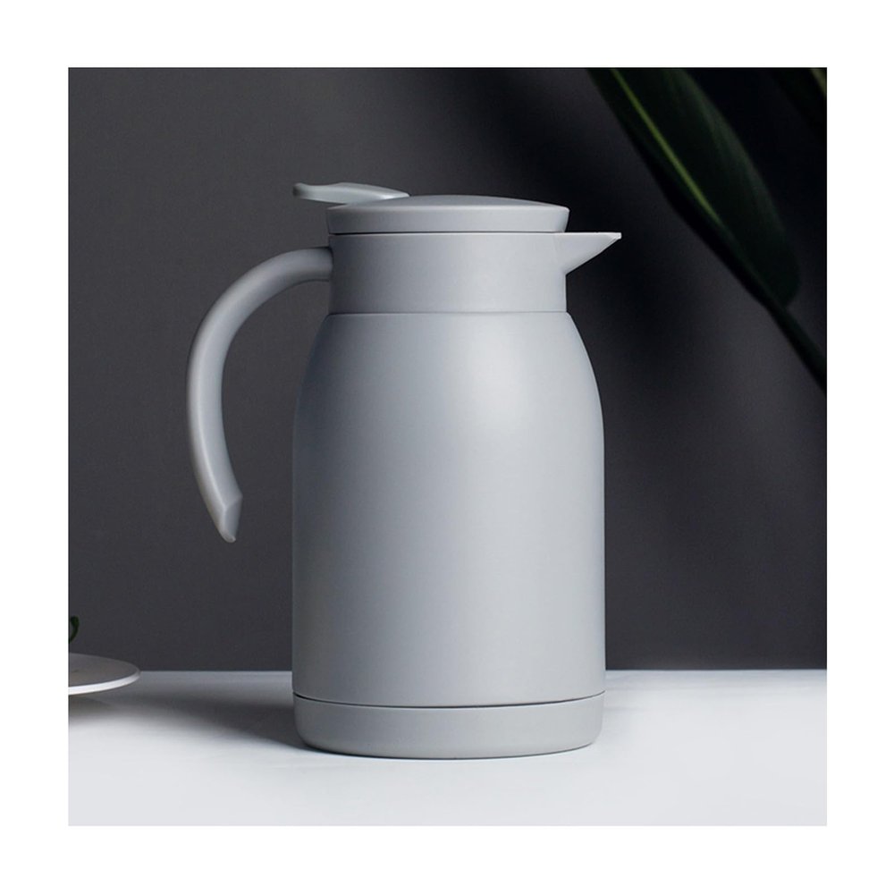 900ml Stainless Steel Thermal Coffee Jug Insulated Vacuum Thermal Carafe with Press Button Top,24 Hours Heat Retention Cold Storage (Color : Gray)