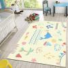 BOWESI Area Rugs 4x5ft, Handdrawn Cute Cartoon Whale Kids Play Rug, Sailing Fish Crab Clouds Throw Rugs Bedroom Soft for Coffee Shop Living Room Under Table Game Room view 3