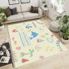 BOWESI Area Rugs 4x5ft, Handdrawn Cute Cartoon Whale Kids Play Rug, Sailing Fish Crab Clouds Throw Rugs Bedroom Soft for Coffee Shop Living Room Under Table Game Room view 4