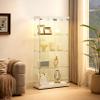 Goujxcy 66.3'' 4-Tier Glass Display Cabinet, Double Door Glass Cabinet, Floor Standing Storage Cabinet for Living Room, Bedroom, Showroom and Office view 1