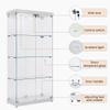 Goujxcy 66.3'' 4-Tier Glass Display Cabinet, Double Door Glass Cabinet, Floor Standing Storage Cabinet for Living Room, Bedroom, Showroom and Office view 4