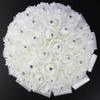 Beautiful Artificial Rose White and Ivory Ribbon Flowers Beaded Bouquet Bridesmaid Bouquets (White a) view 1