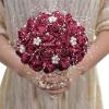 Beautiful Artificial Rose White and Ivory Ribbon Flowers Beaded Bouquet Bridesmaid Bouquets (White a) view 3