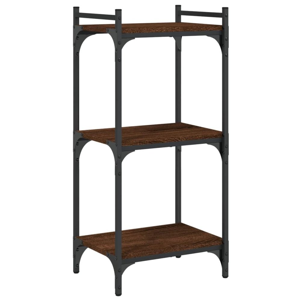 CUMYZO Bookcase 3-Tier Brown Oak 15.7"x11.8"x33.9" Engineered Wood Furniture,Shelving,Bookcases & Standing Shelves