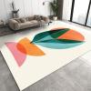 Abstract Green Leaves Kids Indoor Carpet, Boho Sun Pink Orange Geometry Area Rug for Living Room, Non-Slip Washable Durable Breathable Foldable Mat for Bedroom Entryway Hallway Nursery-6x9ft view 1